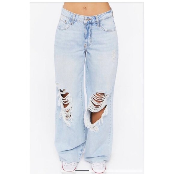 NWT Forever 21 High Rise Loose Fit Wide Leg Jeans Size 29 - Picture 2 of 16